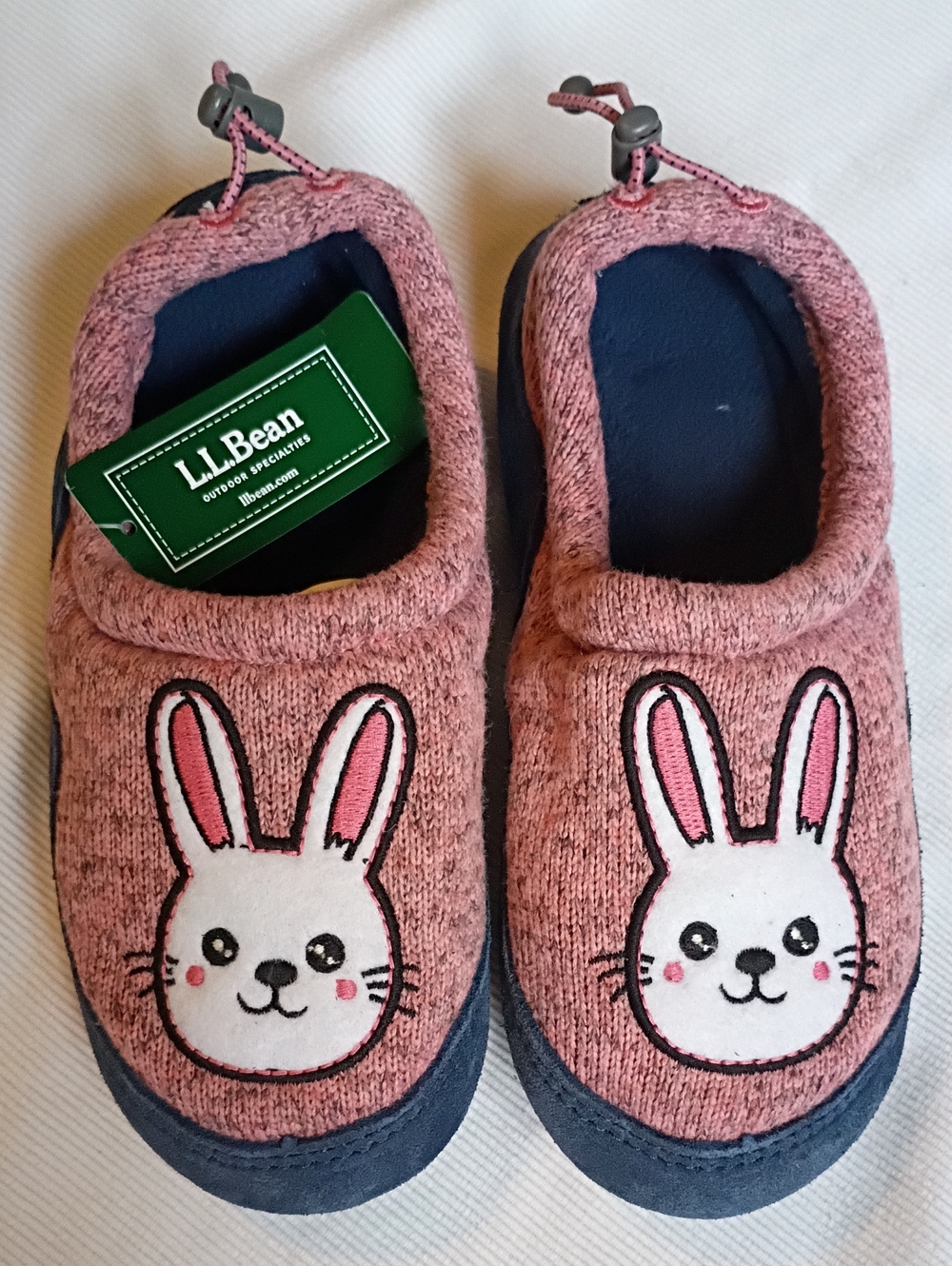 NWT L.L. Bean Rose Pink Bunny Slip-On Slippers